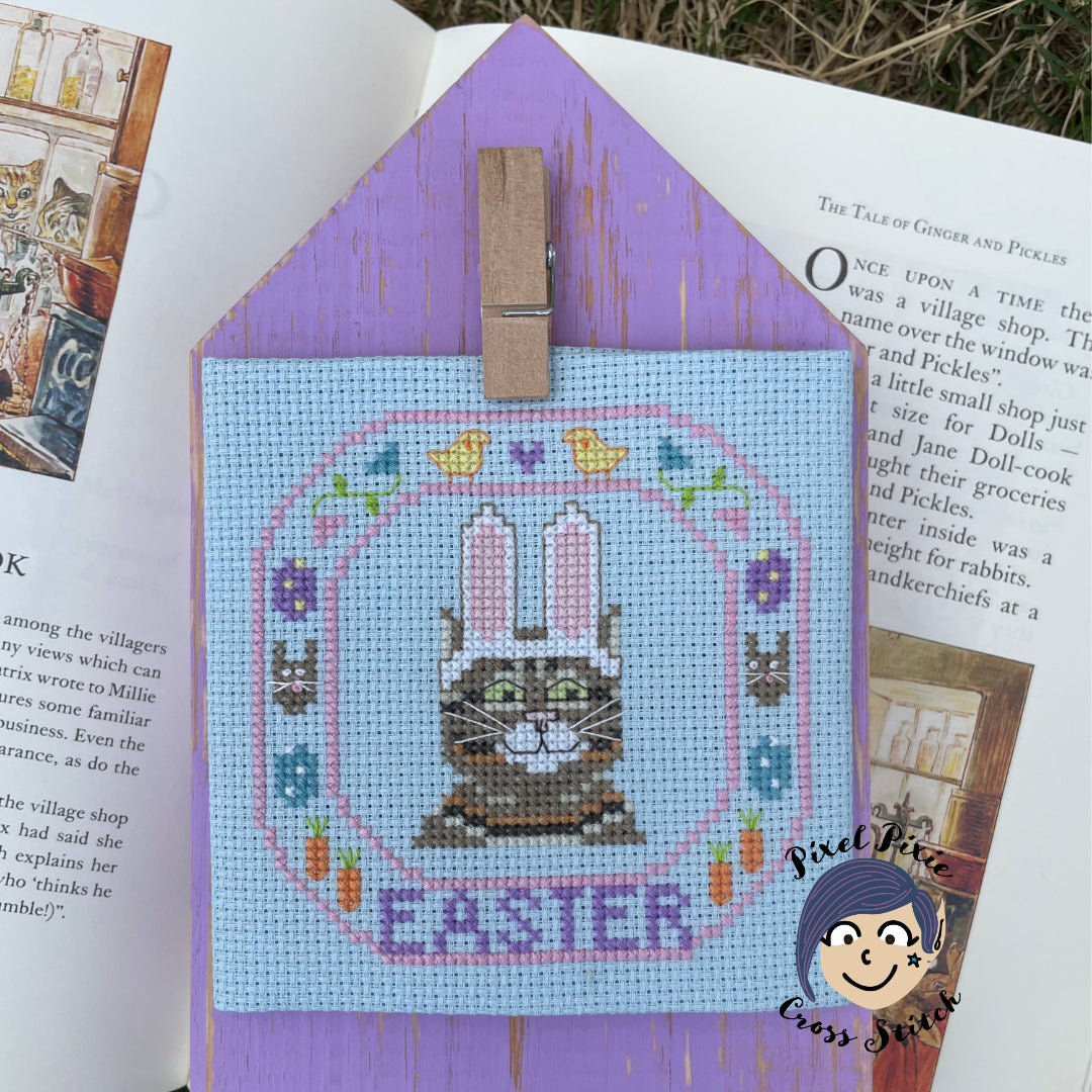 Easter Cat PDF cross stitch pattern