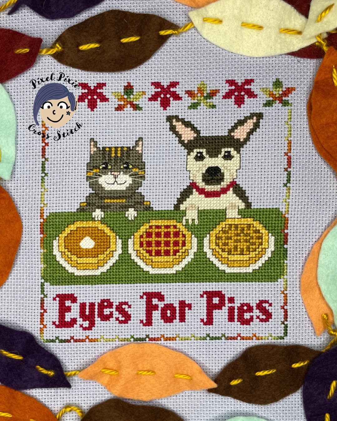 Eyes For Pies digital cross stitch pattern