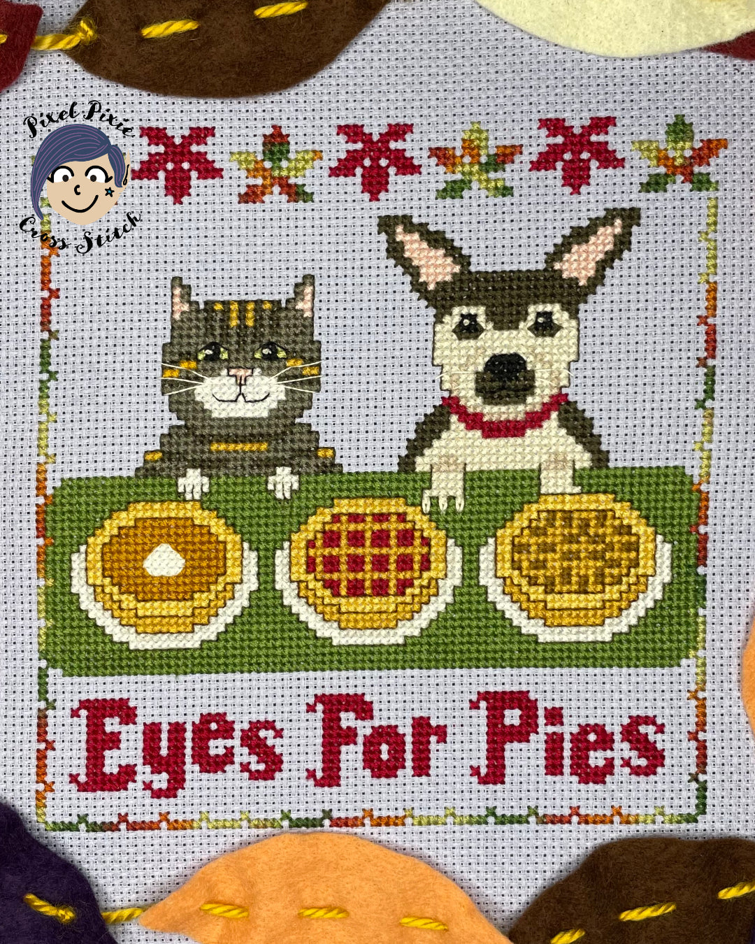 Eyes For Pies digital cross stitch pattern