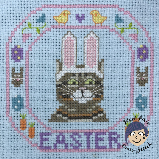 Easter Cat PDF cross stitch pattern
