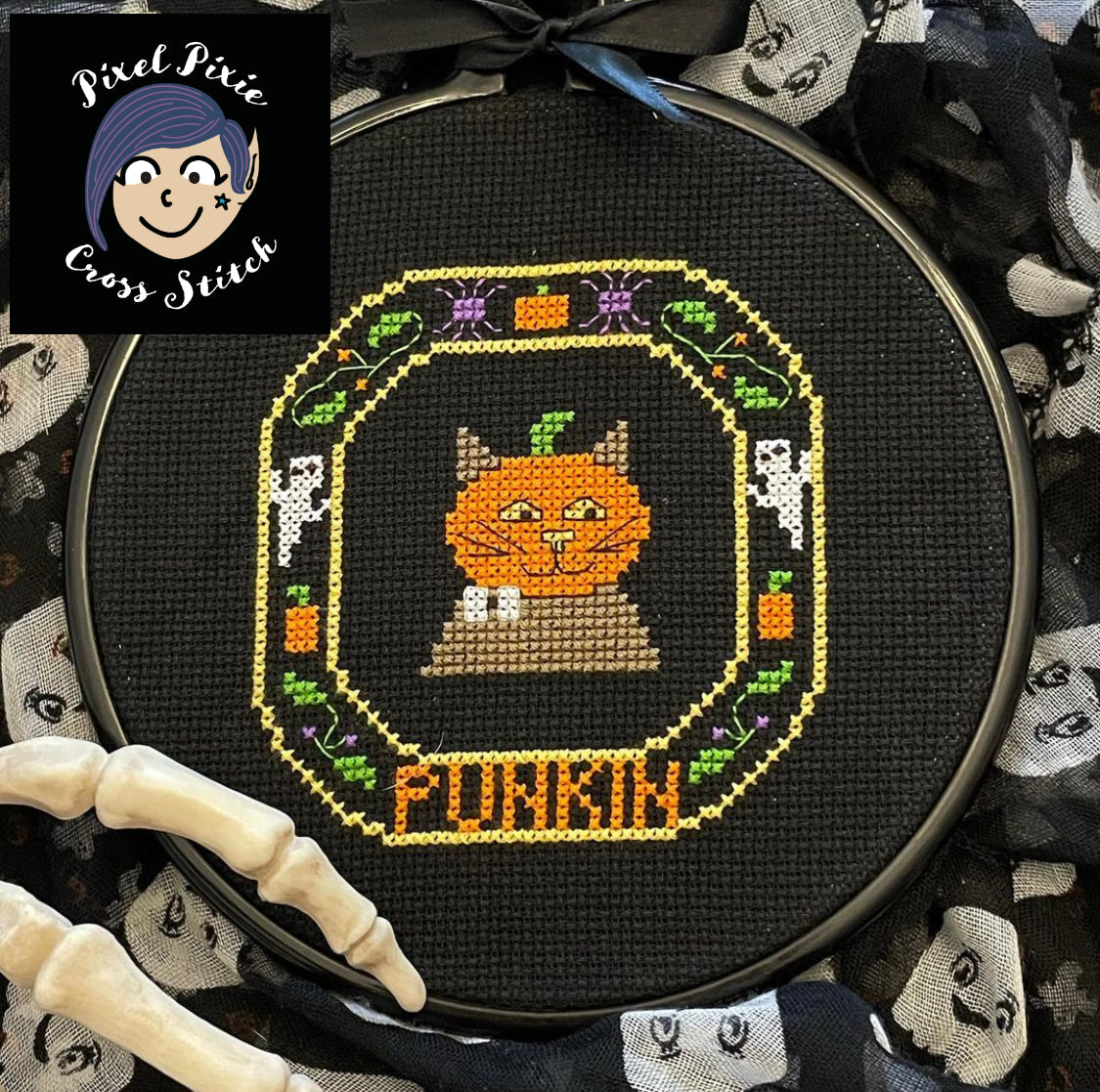 Punkin Halloween Cat digital pattern download